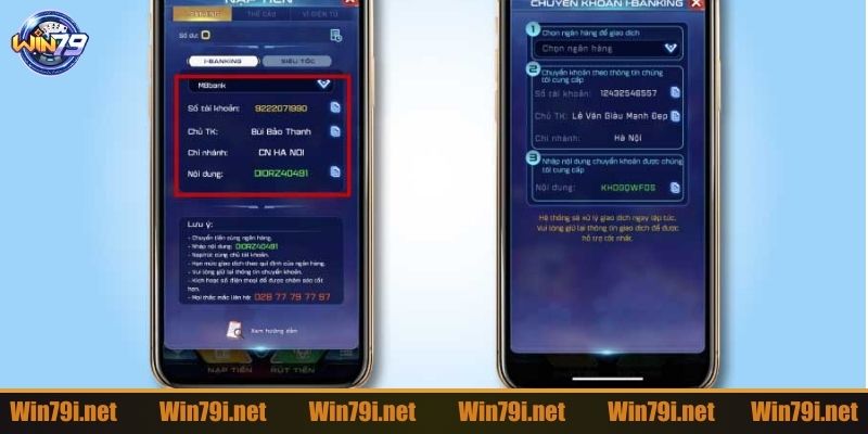 Hướng dẫn cách nạp tiền WIN79 qua thiết bị di động