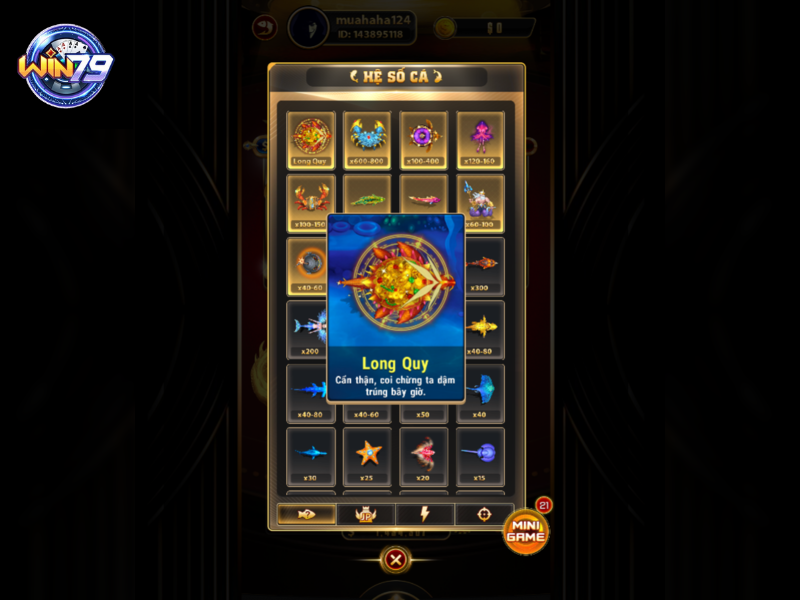 Hệ số sinh vật biển trong game